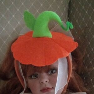 Kids Pumpkin Costume Hat with Green Stem